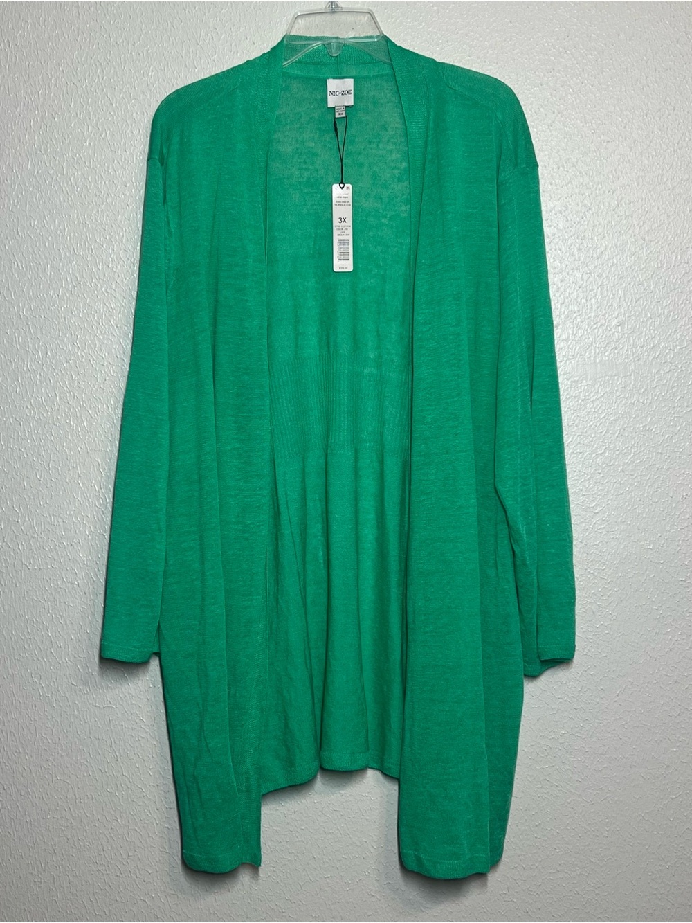 Nic + Zoe Cardigan Sweater Linen Blend Green Lightweight Womens Size 3X NWT